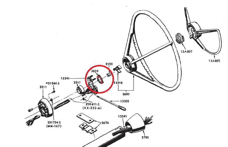 1965 1966 Mustang Turn Signal Switch Retainer  Ne