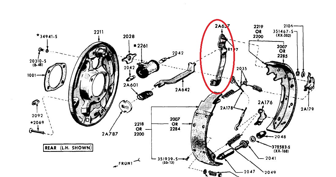 Ford Car Truck 11 inch Drum Rear Parking Brake Cable Lever Arm V8 RH Ford Original Part