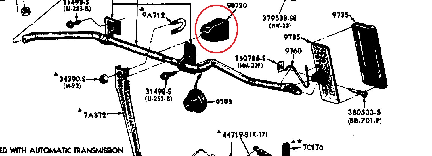 1964 1/2 1965 1966 Mustang Accelerator Pedal Assembly Shaft Insulator to Firewall - Ford Original Part