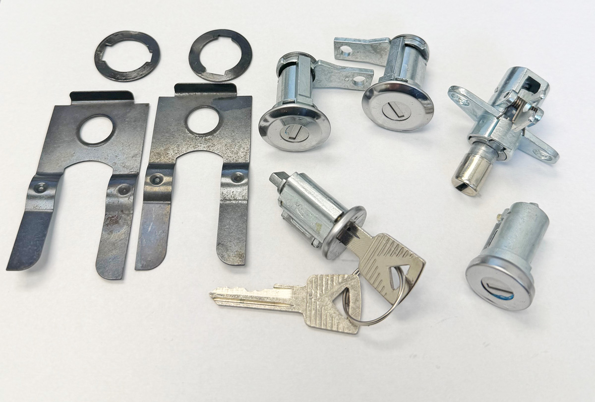 1965 GT Pony 1966 Mustang Ignition Door Glove Trunk Lock Keyed Alike Set